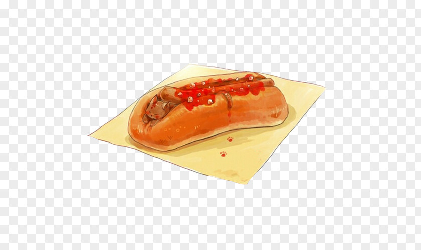 Tomato Flavor Hot Dog Hand Drawing Material Picture Cuisine Of The United States Cat Illustration PNG
