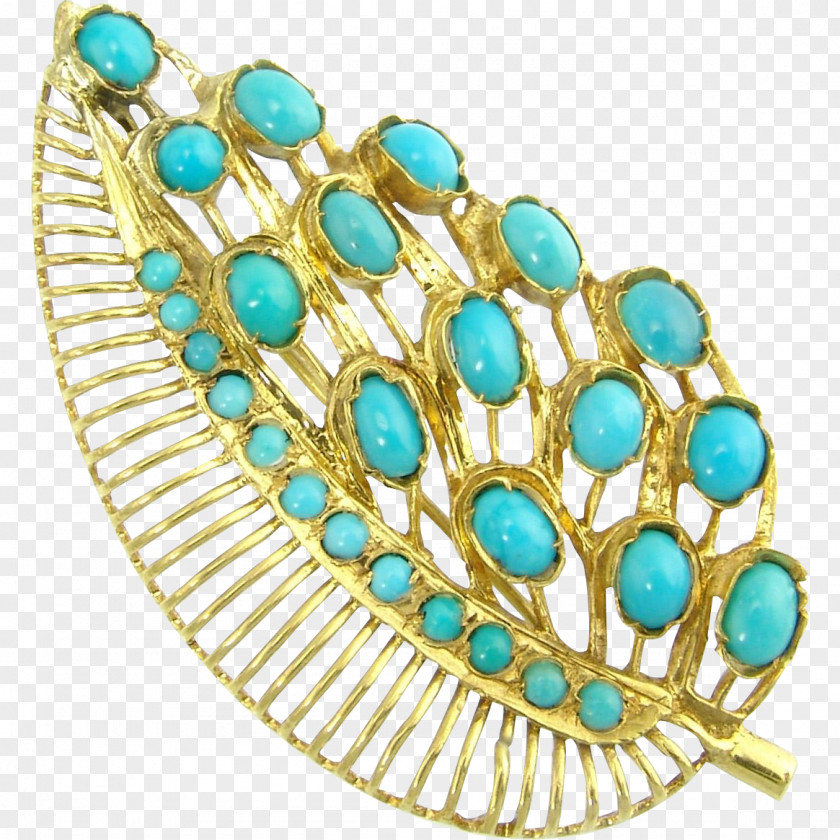 Gold Turquoise Filigree Brooch Cloisonné PNG