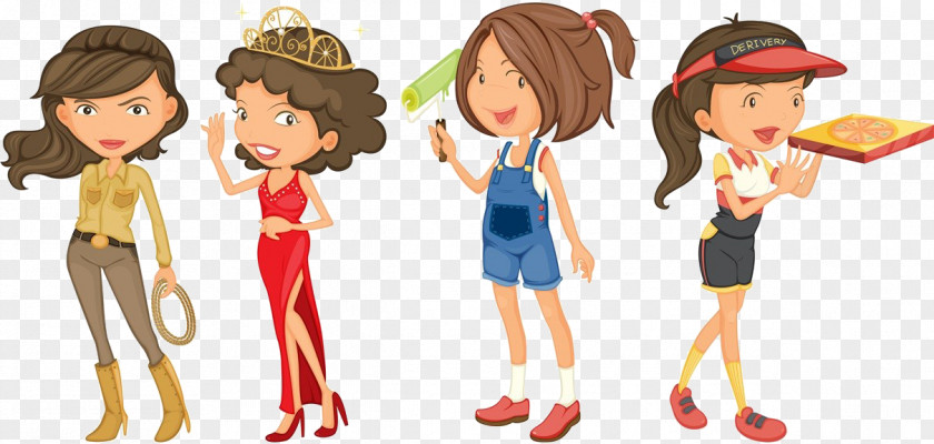 Cartoon Woman Material Animation Illustration PNG