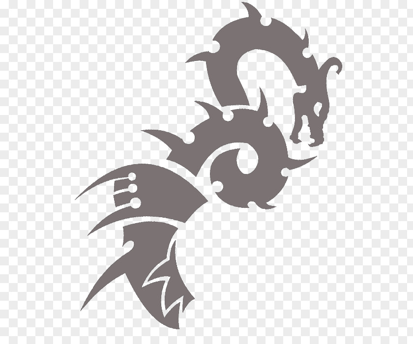 Hand-painted Dragon Curled Up Logo PNG