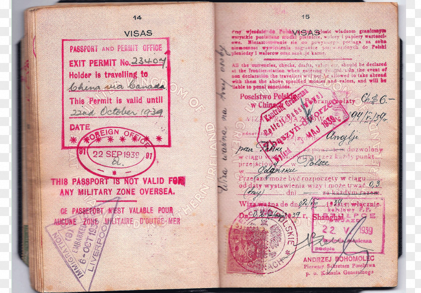 Passport Italian Second World War Travel Visa Consulate PNG