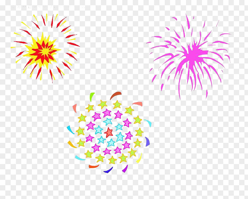 Dazzling Fireworks Chinese New Year Firecracker Illustration PNG
