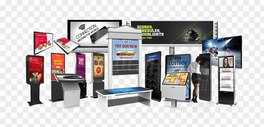 Signage Solution Interactive Kiosks Communication Multimedia Display Device PNG