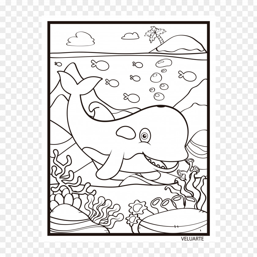BALEIA Mammal Line Art Coloring Book Black And White PNG