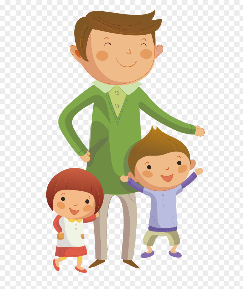 Children Go Shopping Child Father Cartoon Illustration PNG