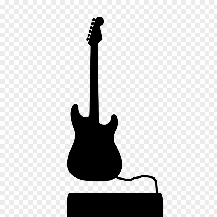 Blackandwhite Acousticelectric Guitar Cartoon PNG