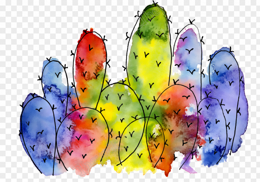 Prickly Pear Colorfulness Watercolor Plant PNG