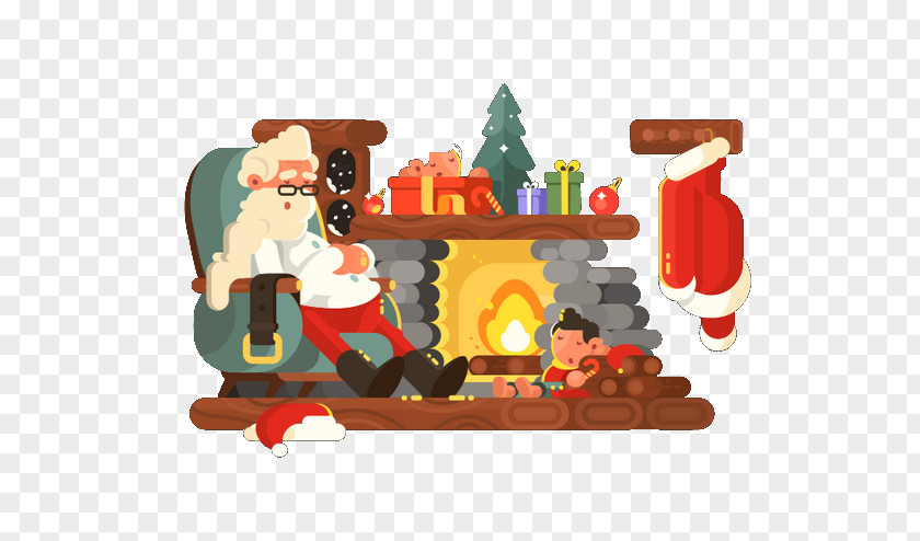 Santa Claus House Village Christmas Ornament Illustration PNG