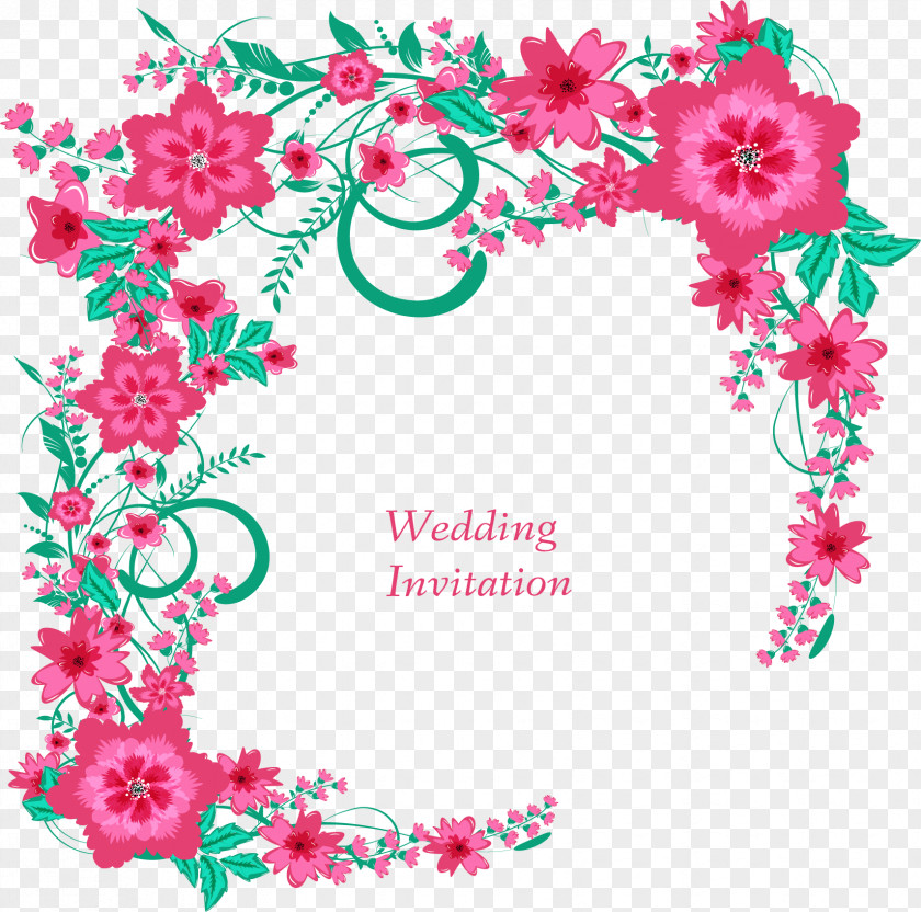 Pink Flowers Wedding Invitation Flower Floral Design PNG