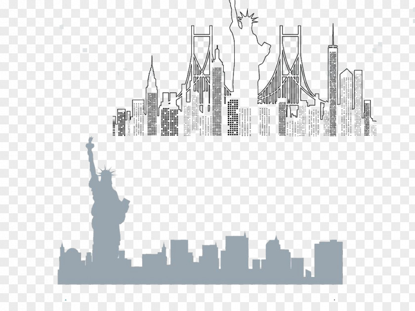 Statue Of Liberty Hand-painted Pattern Architecture Silhouette PNG