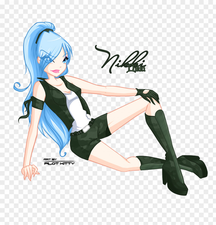 Cartoon Black Hair Character Figurine PNG