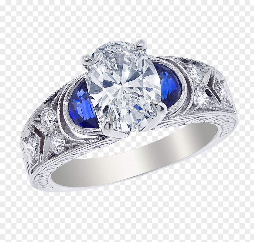 Sapphire Engagement Ring Diamond Wedding PNG