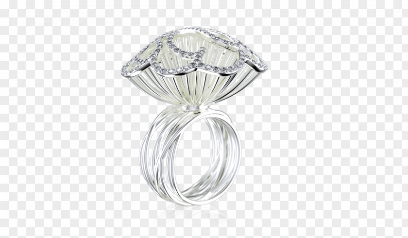 Silver Ring Body Jewellery Crystal Diamond PNG