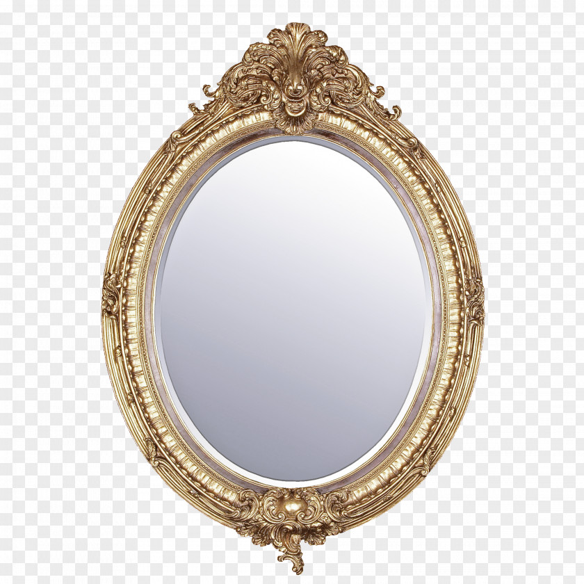Mirror Oval Makeup Bronze Brass PNG