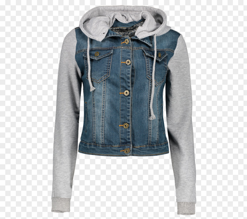 Jean Jacket With Hood Hoodie Denim Clothing Coat PNG