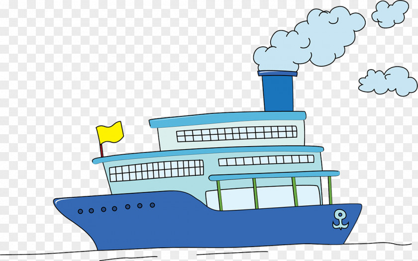 Vector Drawing Cartoon Boat Cruise Ship Clip Art PNG