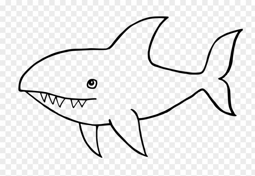 Cute Shark Great White Drawing Line Art Clip PNG
