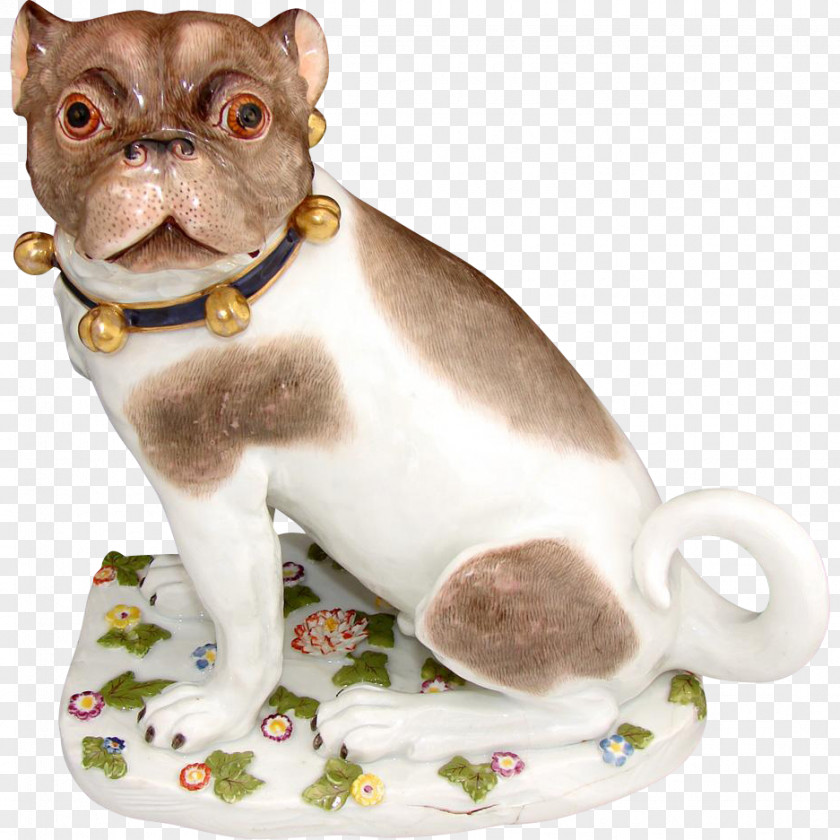 Hand-painted Puppy Pug Bulldog Dresden Porcelain Chinese Ceramics PNG