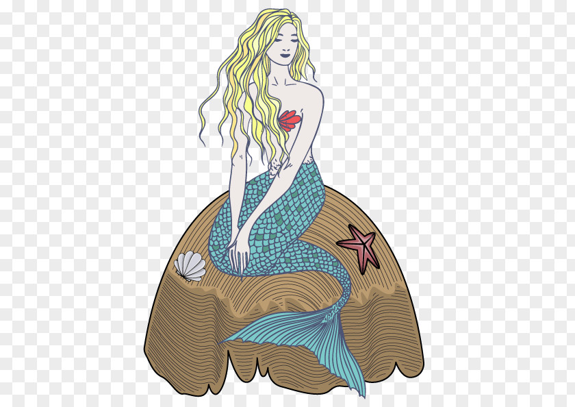 Mermaid Sitting Cartoon PNG
