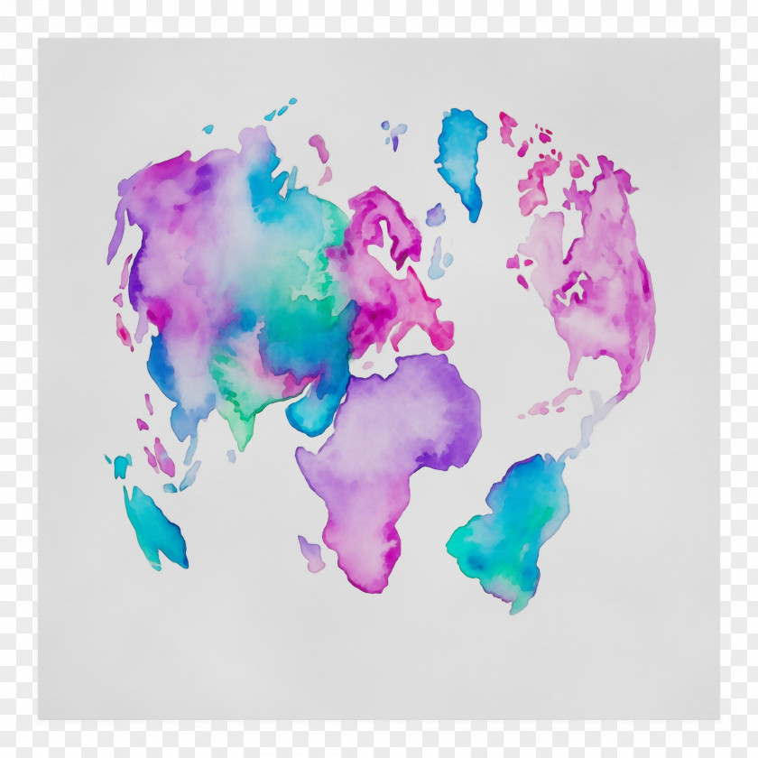 Watercolor Paint World Background PNG