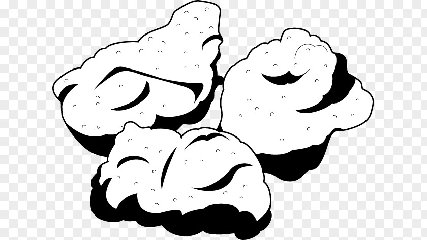 Funny Chicken Nugget Fried Black And White Clip Art PNG