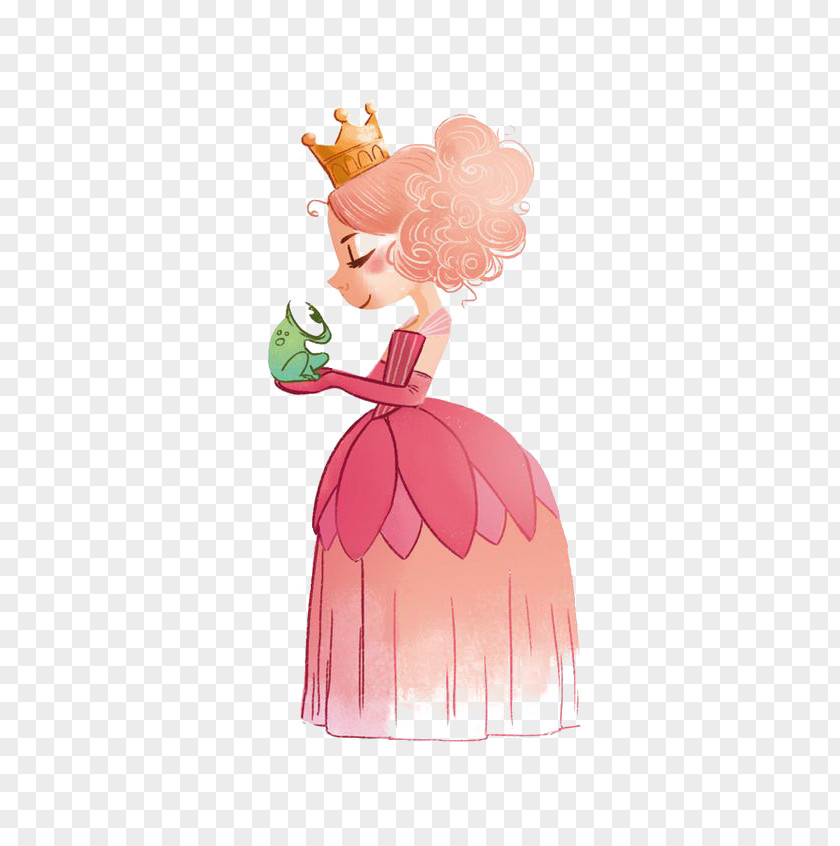 Hand-painted Princess The Frog Prince Illustration PNG