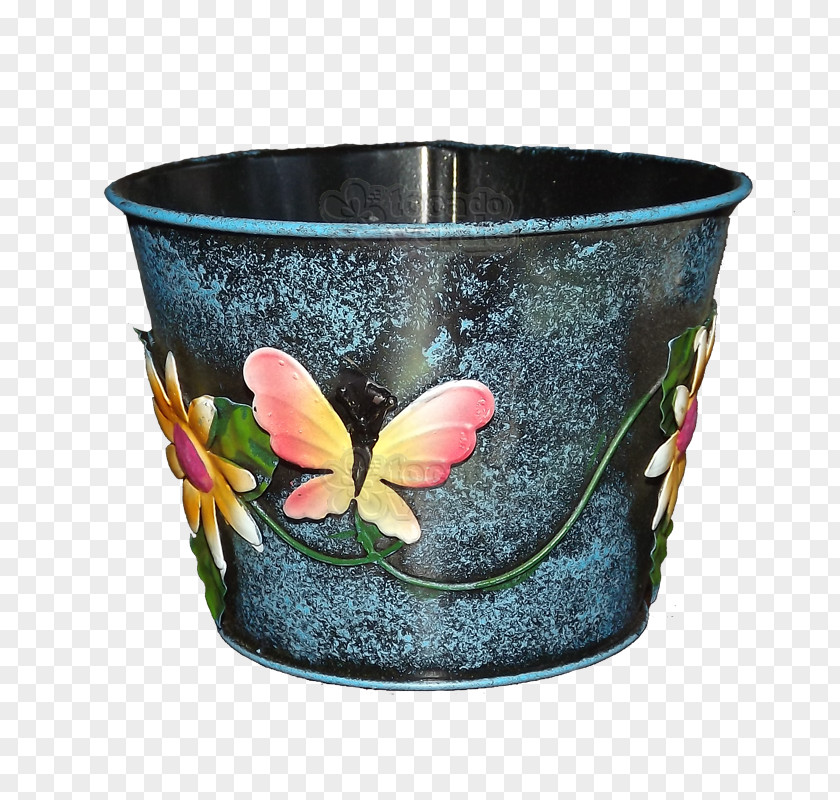 Vase Flowerpot Metal Cachepot Blue PNG