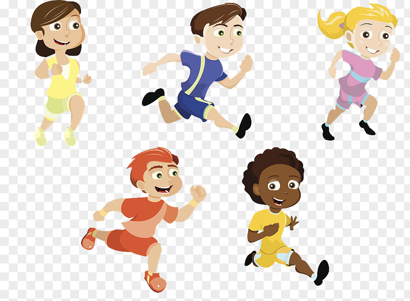 We Work Together To Keep Fit Running Child Clip Art PNG