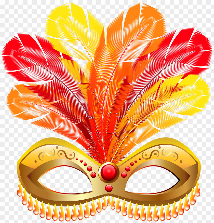 Gold Feather Carnival Mask Clip Art Image PNG