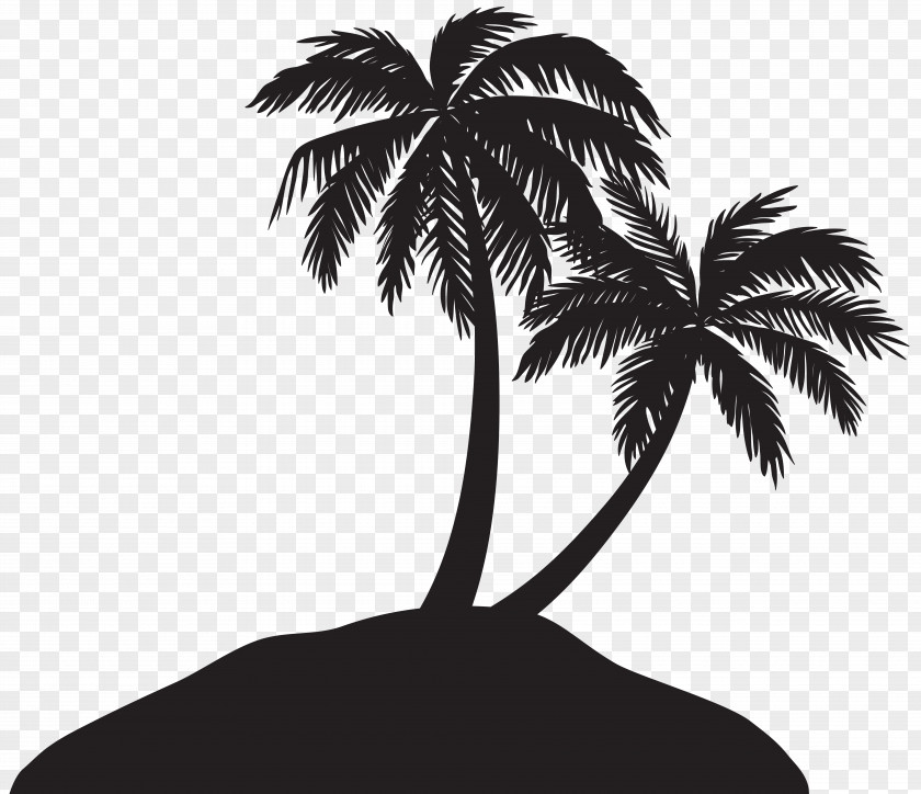 Island With Palm Trees Silhouette Clip Art Image Arecaceae PNG