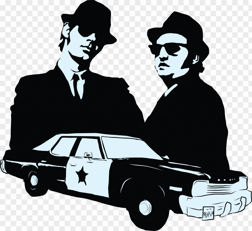 The Blues Brothers Bluesmobile Stencil Art PNG
