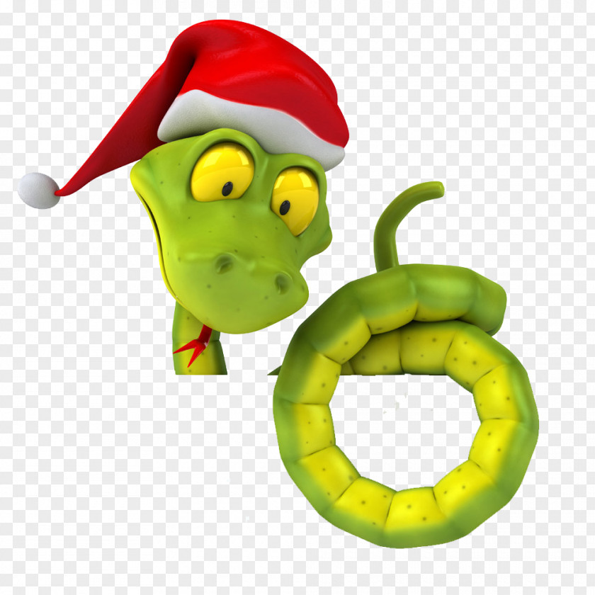 Cartoon Christmas Green Snake Reptile Stock Photography Royalty-free PNG