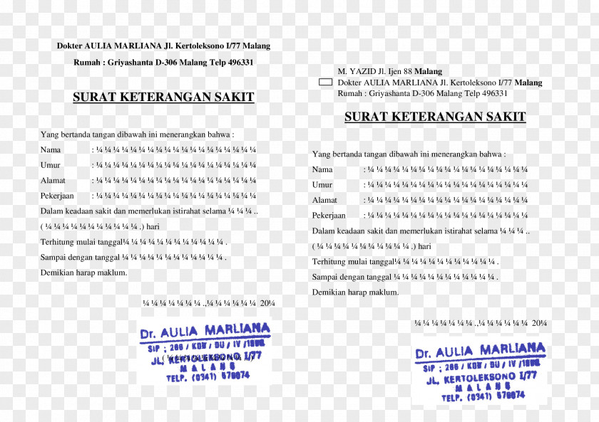 Document Sick Physician Letter Puskesmas PNG