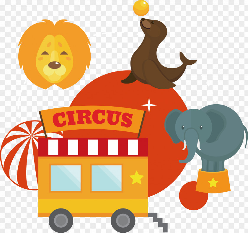 Vector Hand-painted Circus Car Amazing Clip Art PNG