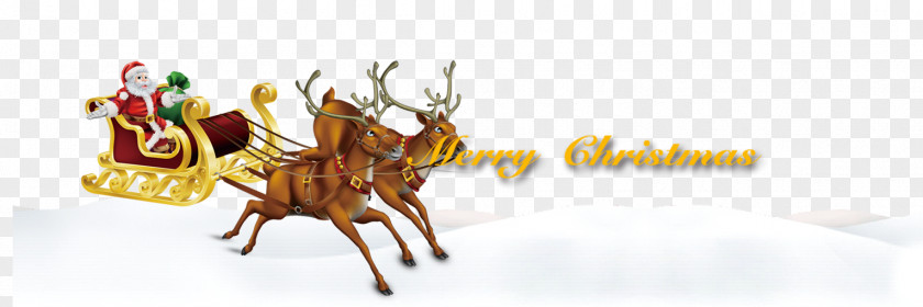Santa Snow Claus Reindeer Sled Christmas PNG