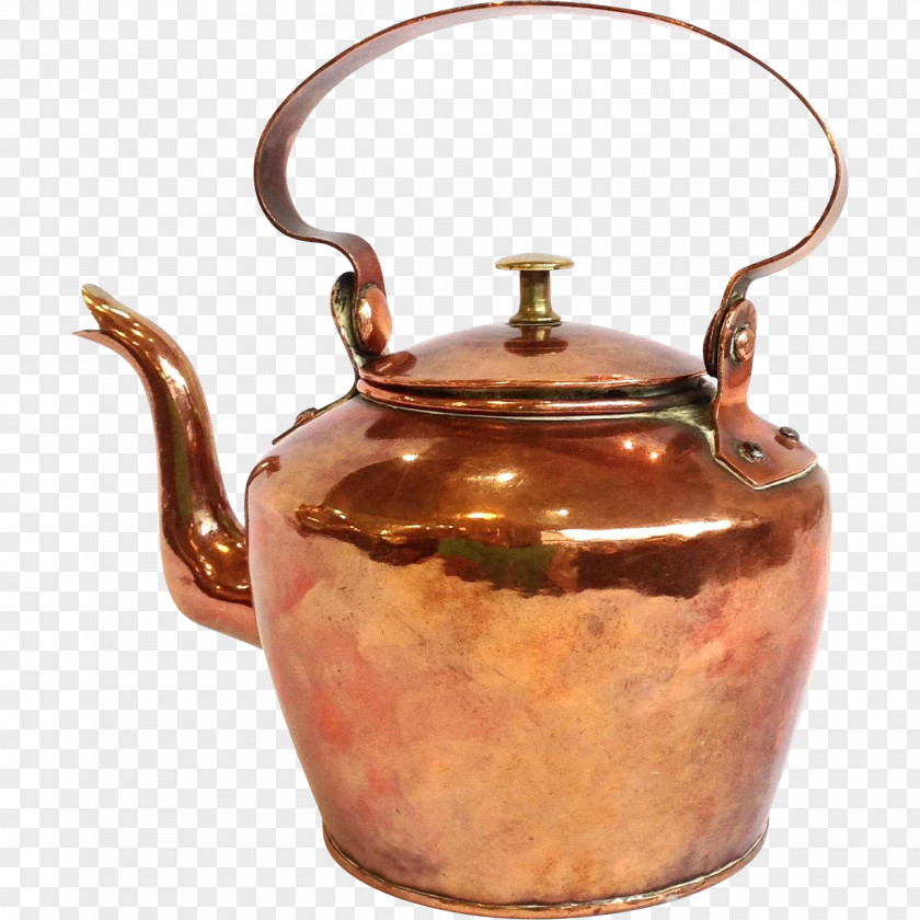 Tea Pot Kettle Teapot Copper Antique Lid PNG