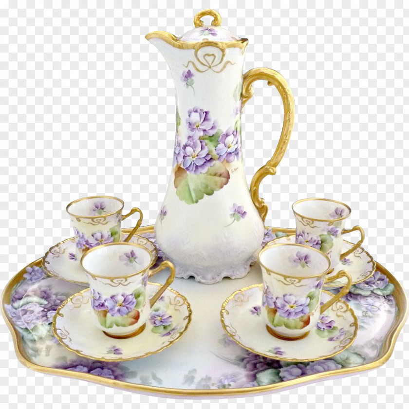 Hand Painted Limoges Porcelain Find Jewelry Tea Set PNG