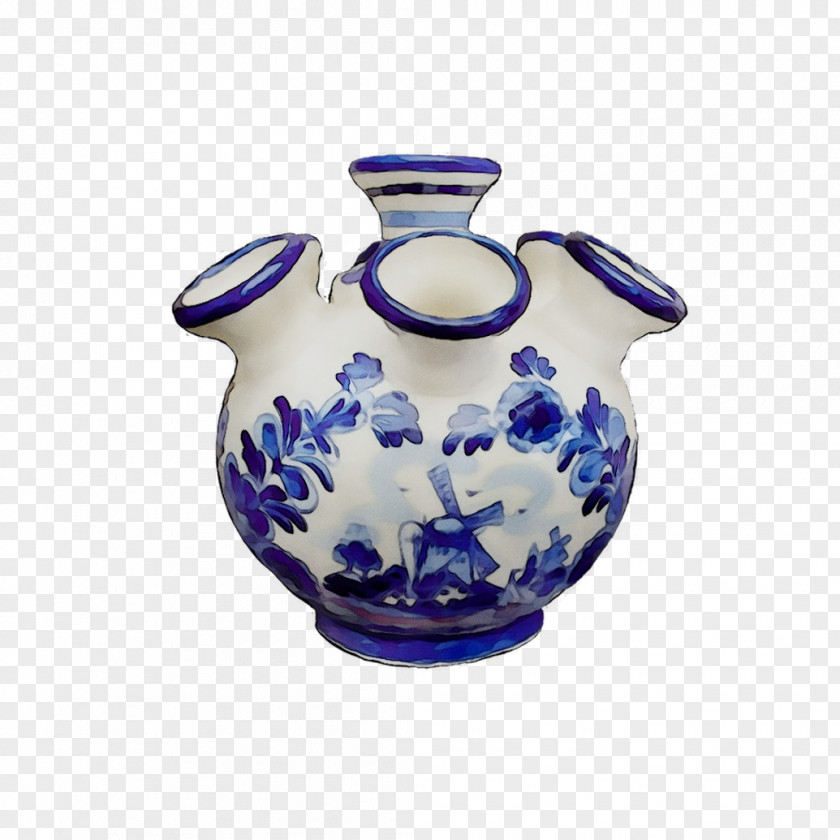 Vase Jug Ceramic Cobalt Blue And White Pottery PNG