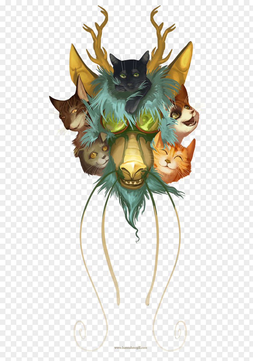 Cat Illustration Dragon Art Legendary Creature PNG
