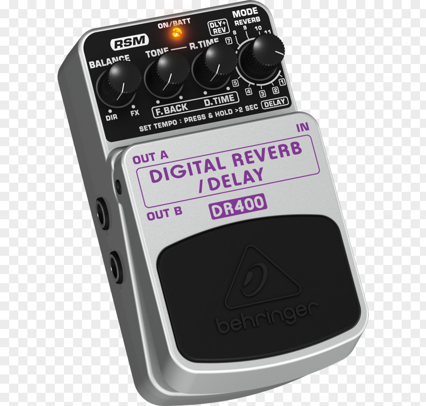 Electric Guitar Audio Sound BEHRINGER DIGITAL REVERB/DELAY DR400 Effects Processors & Pedals PNG