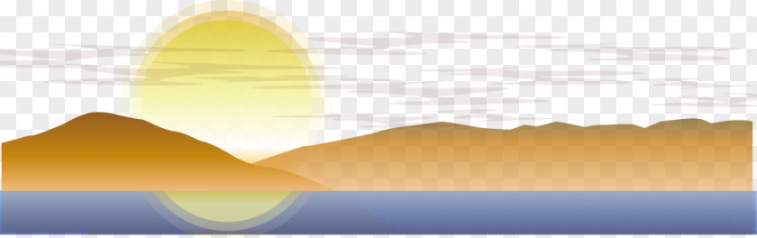 Cartoon Painted Sunrise At Sea Material Yellow Energy PNG