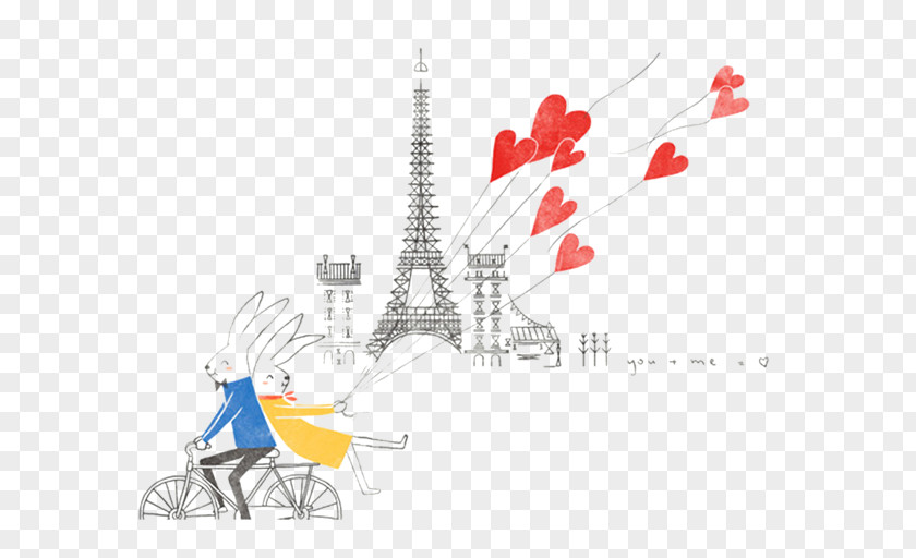 Cycling Rabbit Lovers Paris Love Art Dribbble Illustration PNG