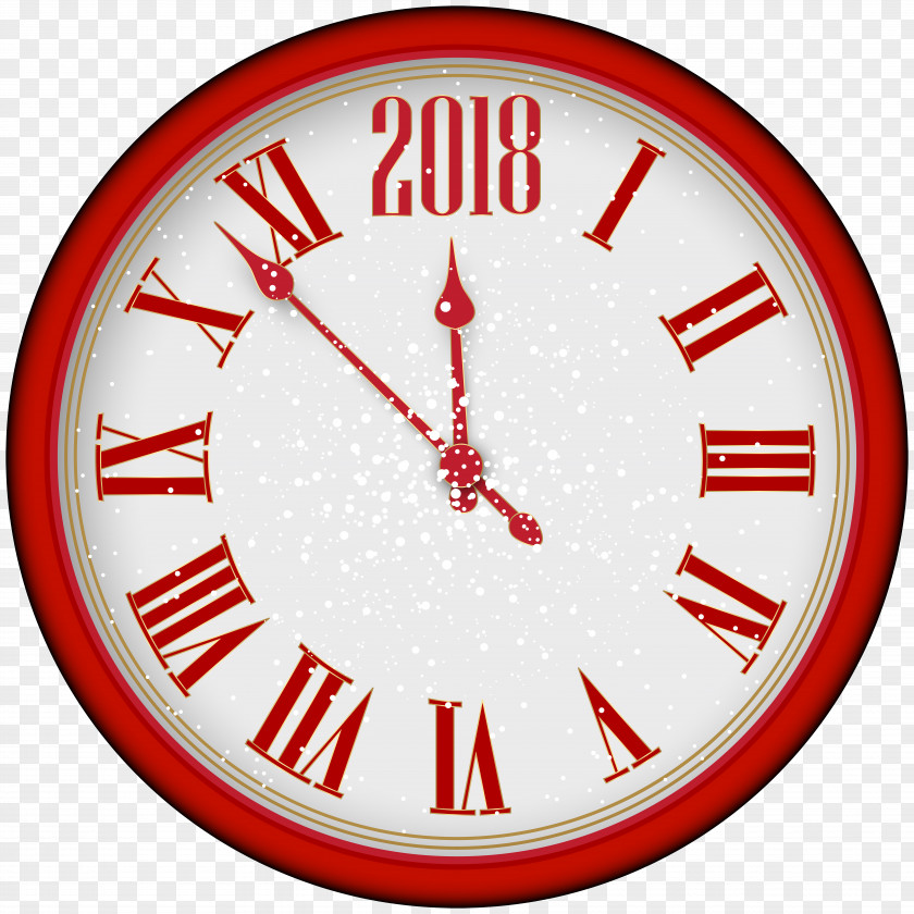 2018 New Year Red Clock Tree Clip Art Years Eve PNG