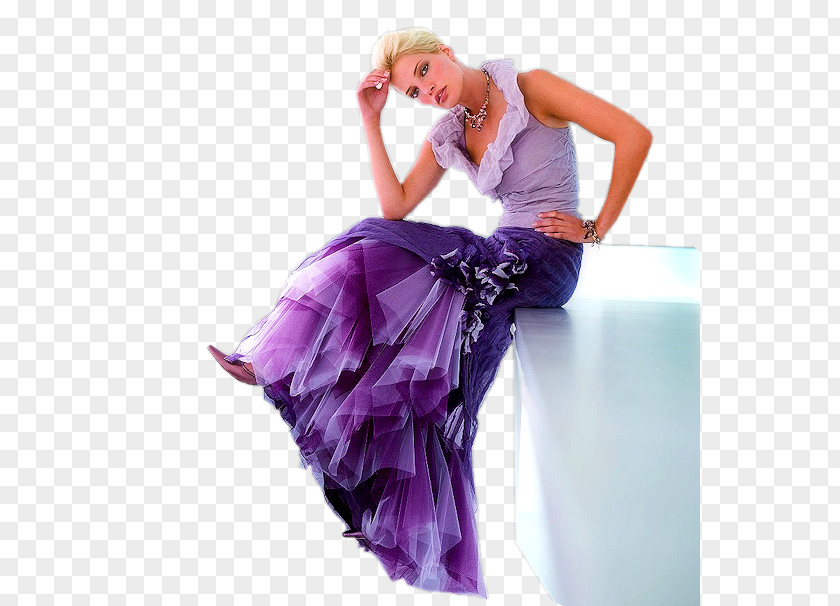 Cocktail Gown Dress Shoulder Purple PNG