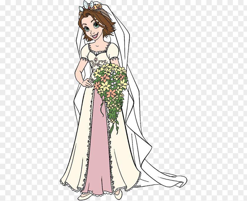 Dress Floral Design Gown Tangled Flynn Rider Wedding PNG
