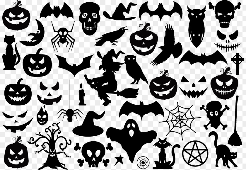 Halloween Silhouette Elements Shape PNG