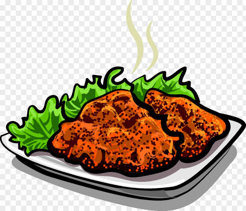 Lettuce And Barbecue Wiener Schnitzel French Fries Cutlet Clip Art PNG