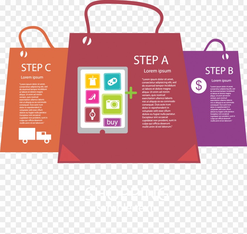 Vector Colored Shopping Bags Infographic Bag Information PNG