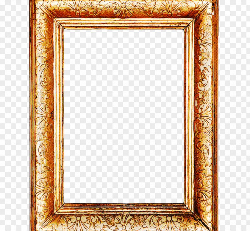 Metal Mirror Gold Frame PNG
