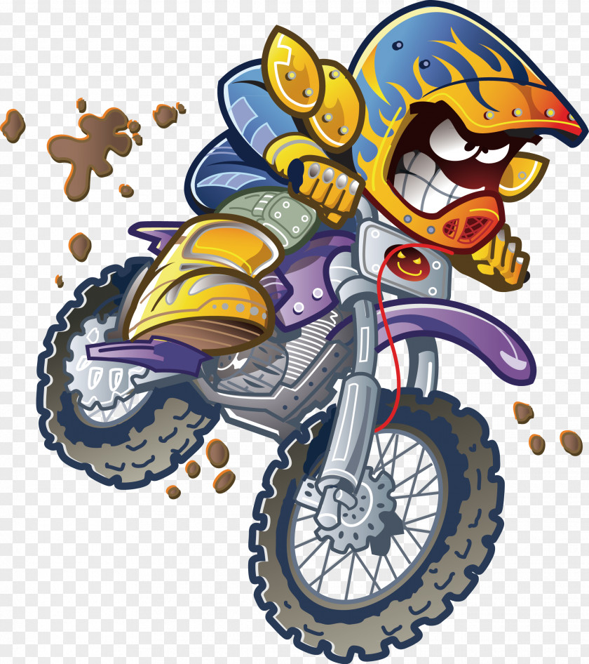 Motorcycle Hand Painted Design Cartoon Drawing Clip Art PNG